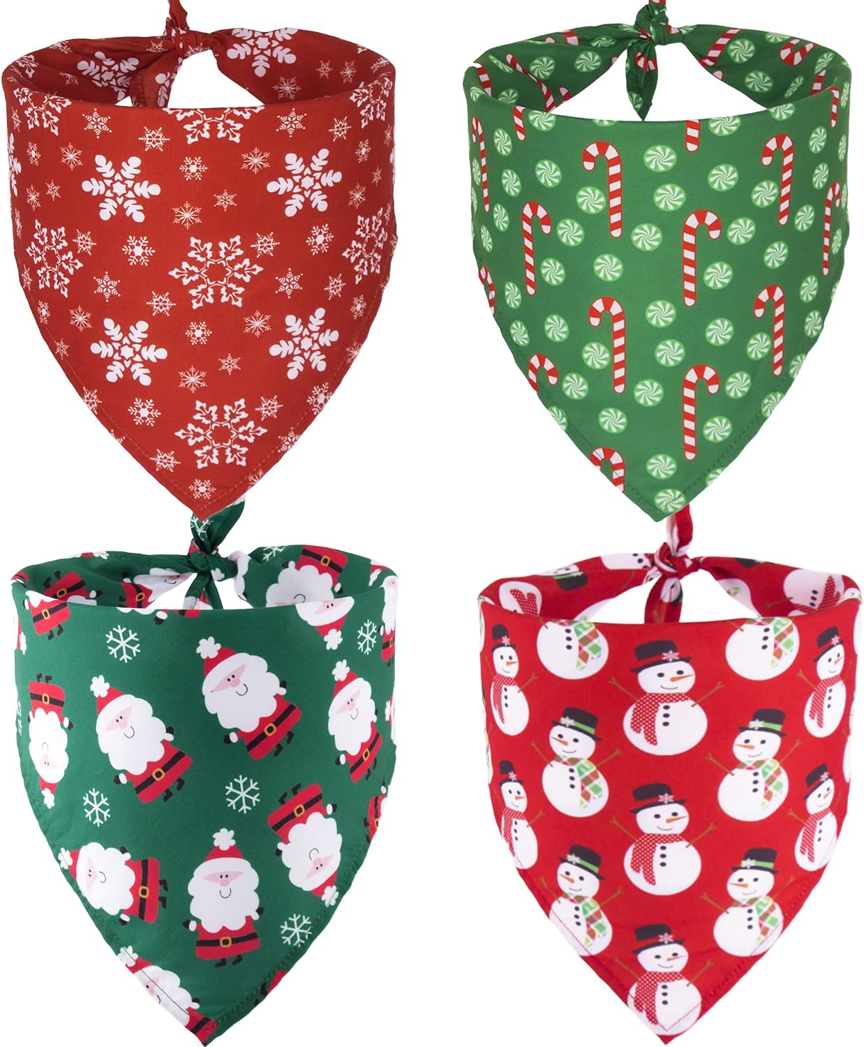 ADOGGYGO 4 Pack Dog Bandana Christmas Scarf Bibs Kerchief Set Pet Christmas Costume Xmas Holiday Bandanas for Medium Large Dogs Pets (Large)
