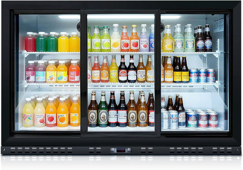 DeepTide 11.3 Cu.Ft Back Bar Cooler with 3 Sliding Glass Door -Beverage Refrigerator with Adjustable Shelves,LED Lighting, Safety Lock for Beer，Coffee or Beverages