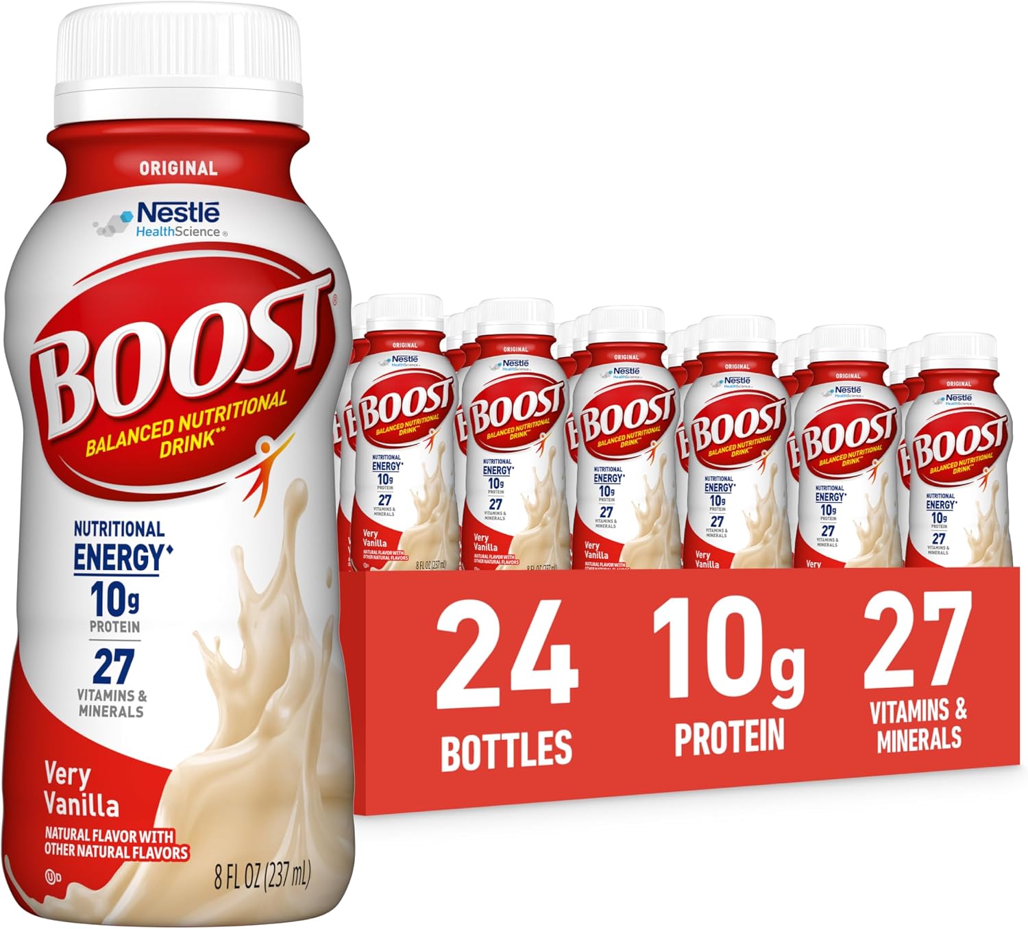 BOOST Original Ready to Drink Nutritional Drinks, Rich Chocolate, 8 Fl Oz Bottles (Pack of 24)