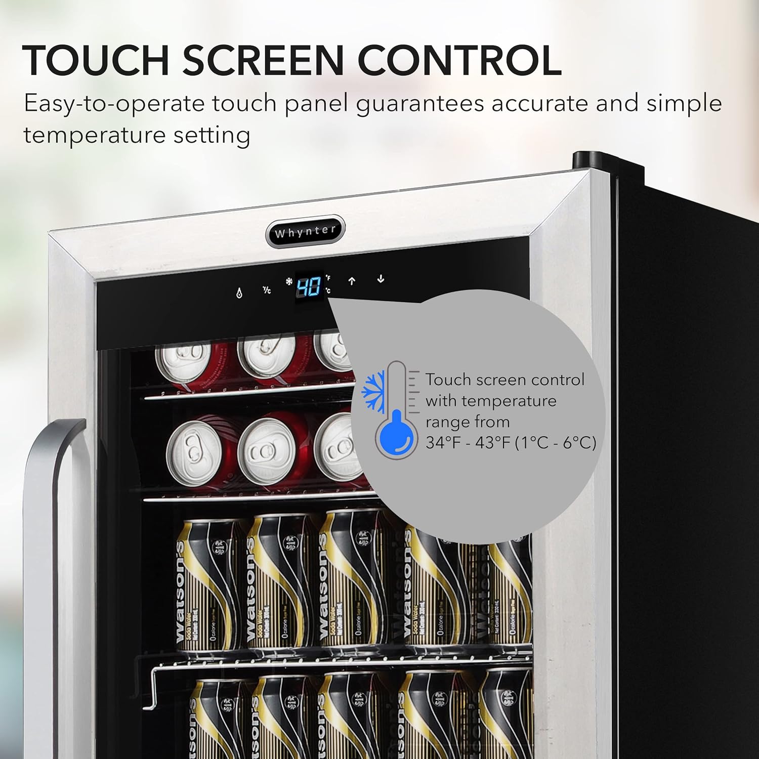 Whynter Beverage Refrigerator Mini Fridge, 136 Can, Glass Door, BR-1211DS