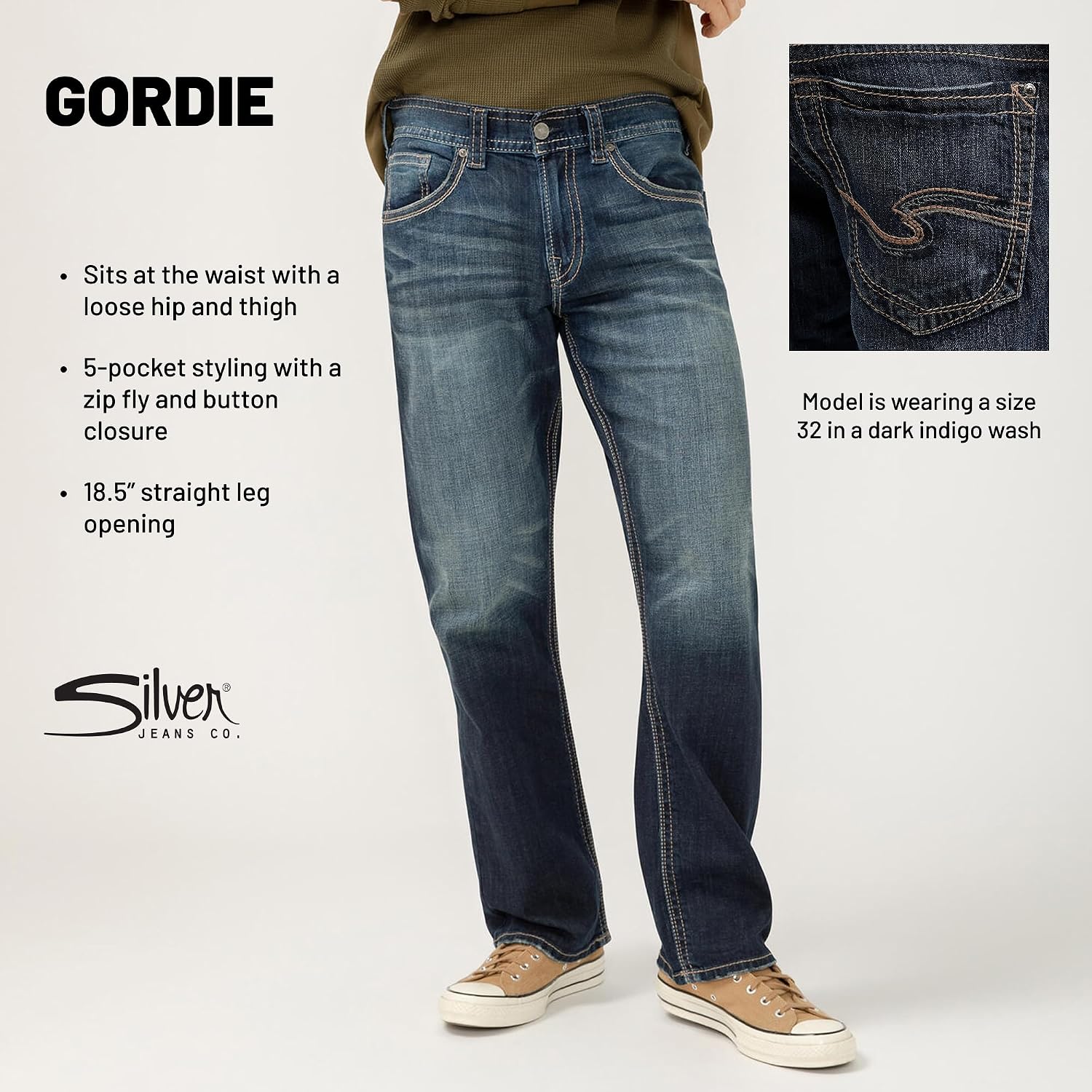 Silver Jeans Co. Men's Gordie Relaxed Fit Straight Leg Jeans