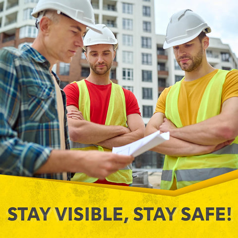 PeerBasics Safety Vests 10 Pack - Yellow Reflective High Visibility, Hi Vis Silver Strip, Men Women, Work, Cycling, Runner, Surveyor, Volunteer, Crossing Guard, Road, Construction, Neon (Mesh, 10)
