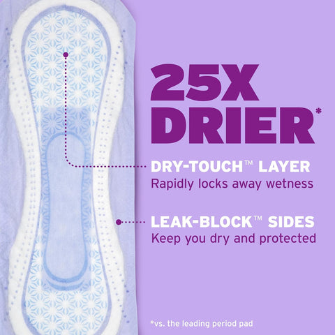 Poise Incontinence & Postpartum Pads for Bladder Leaks, 7 Drop Ultra Absorbency, Long Length, 78 Count, Packaging May Vary