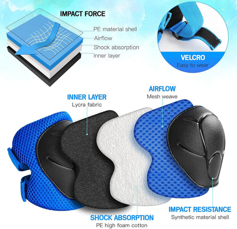 Wemfg Kids Protective Gear Set Knee Pads for Kids 3-14 Years Toddler Knee and Elbow Pads with Wrist Guards 3 in 1 for Skating Cycling Bike Rollerblading Scooter