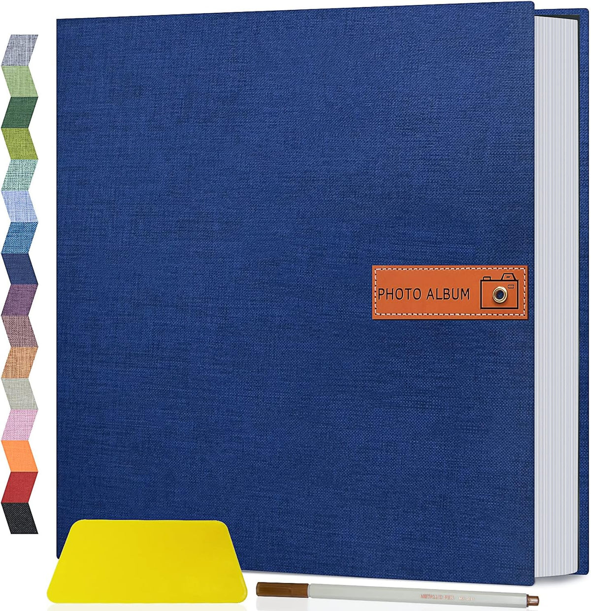 Popotop Large Photo Album Self Adhesive 4x6 5x7 8x10 Scrapbook Album DIY Picture Book,Gifts for Mom,Family Baby and Wedding,with Metal Pen and Plastic Board