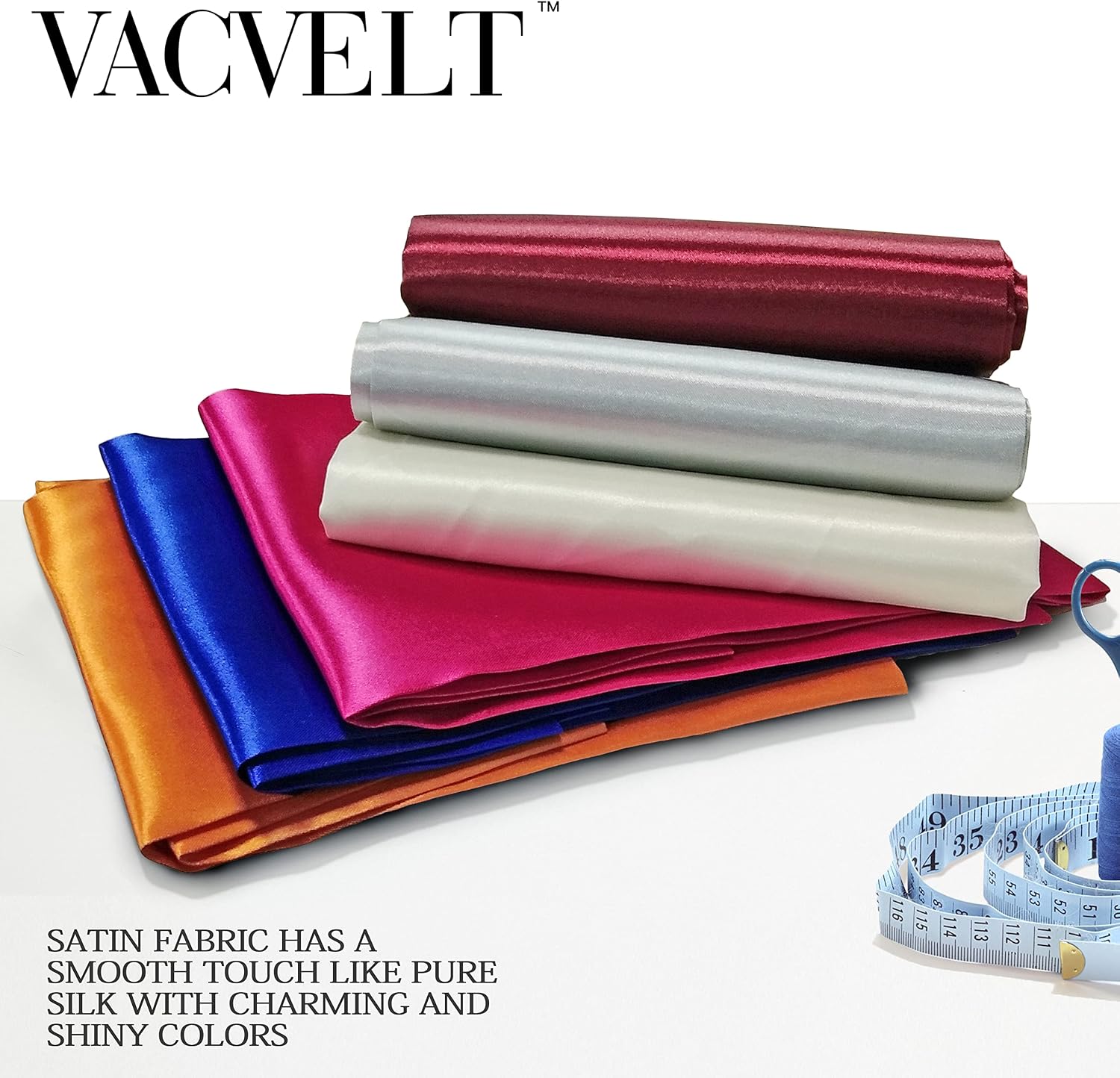 VACVELT Orange Satin Fabric by The Yard 60 Inch Wide (10 Yards)