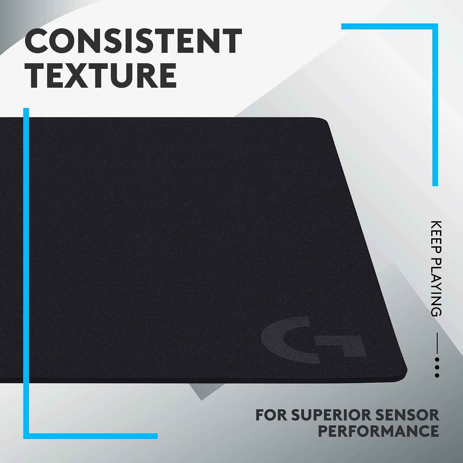 Logitech G640 Large Cloth Gaming Mouse Pad (600x460x3) - Black | Optimized for gaming sensors, moderate surface friction