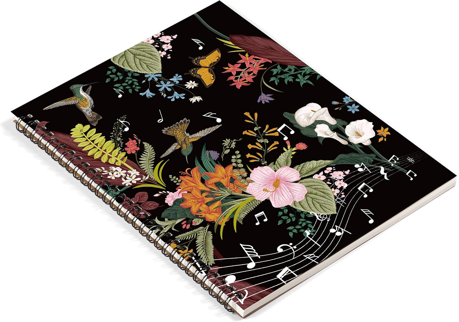 MAXCURY Blank Sheet Music Composition Manuscript Staff Paper Art Music Notebook Black 100 Pages 26x19cm (Flora)