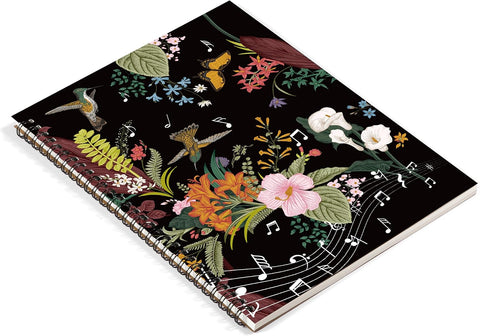 MAXCURY Blank Sheet Music Composition Manuscript Staff Paper Art Music Notebook Black 100 Pages 26x19cm (Flora)