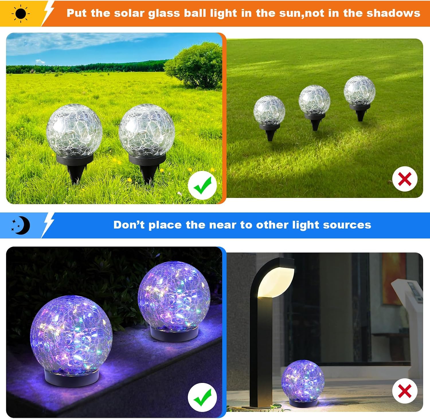 Solar Globe Lights Outdoor Waterproof-Solar Balls-Solar Garden Lights Orbs