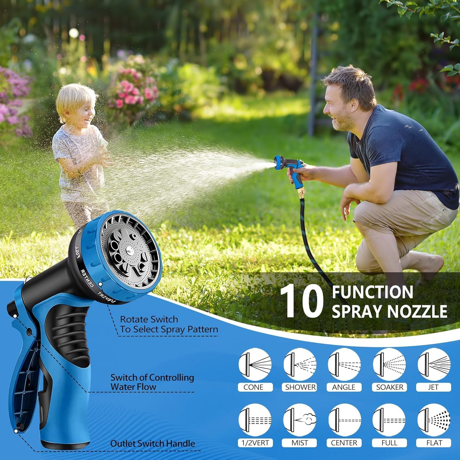 100 FT Non-Expandable Garden Hose, 2026 Upgraded Lightweight Garden Hoses,Ultra Durable & Flexible Non-Expanding hoses with 10 Function Sprayer, Leak proof, Pressure Resistant for Yard, Outdoor