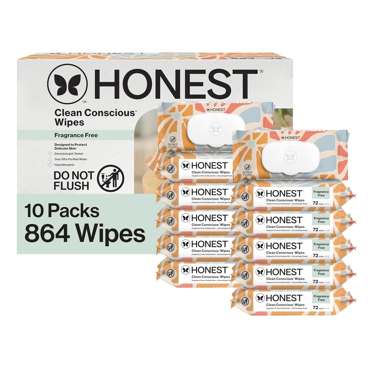 The Honest Company Multi-Use Baby Wipes, Sunburst, 864 Count