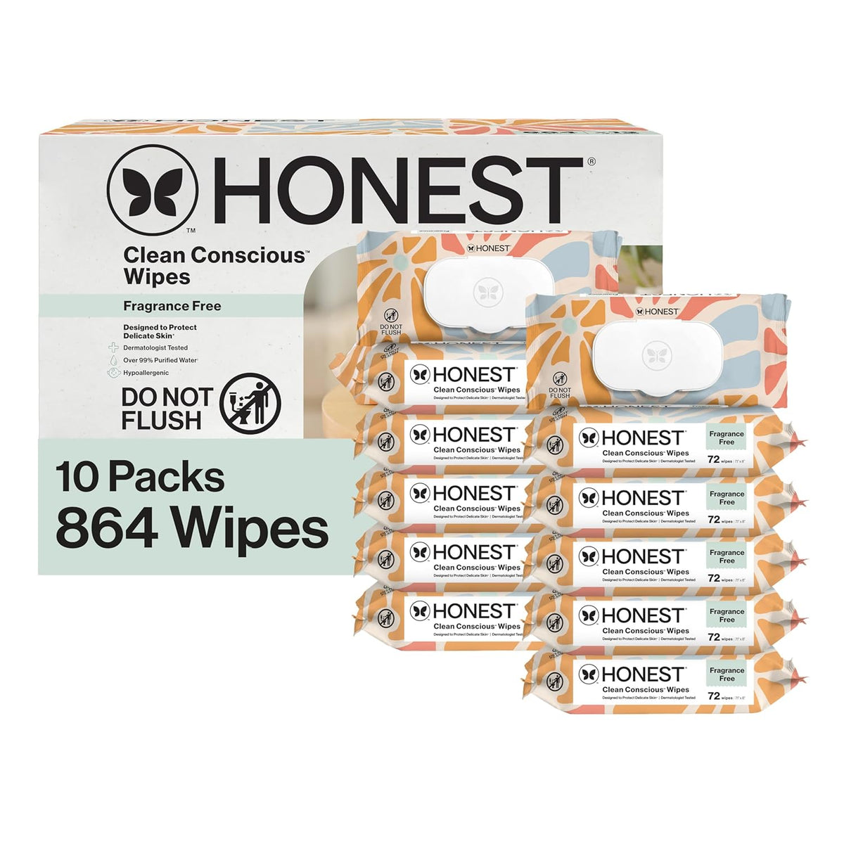 The Honest Company Multi-Use Baby Wipes, Sunburst, 864 Count