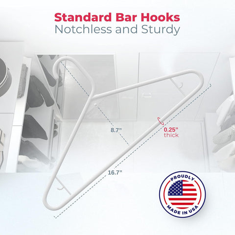 Plastic Hangers 100 Pack – Made in the USA – 6lb Capacity Standard Clothes Hangers with Strap Hooks for Dresses, Lingerie, Shirts, Pants, and Jackets – Black
