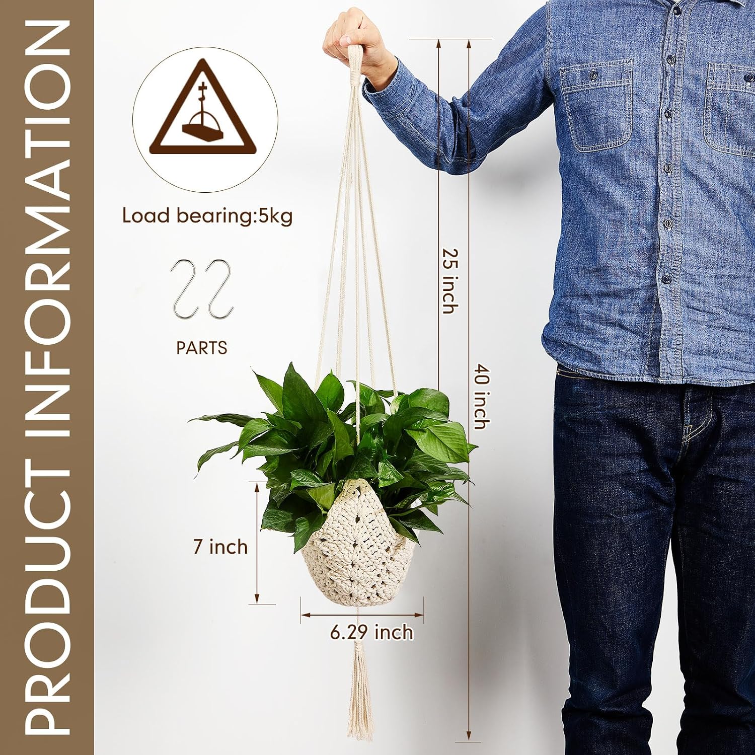 Shappy 4 Pack Boho Macrame Plant Hanger for Indoor
