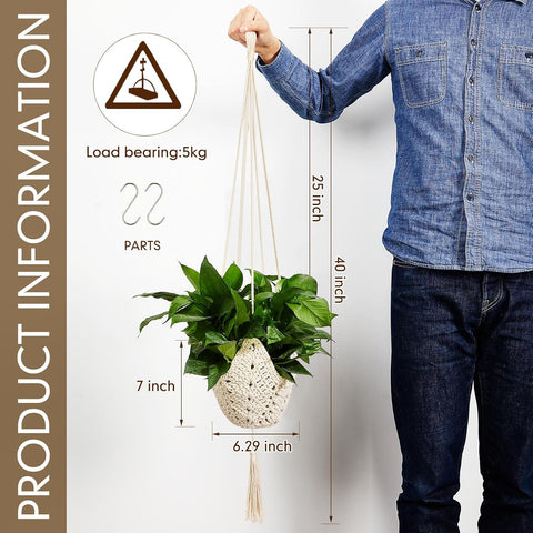 Shappy 4 Pack Boho Macrame Plant Hanger for Indoor