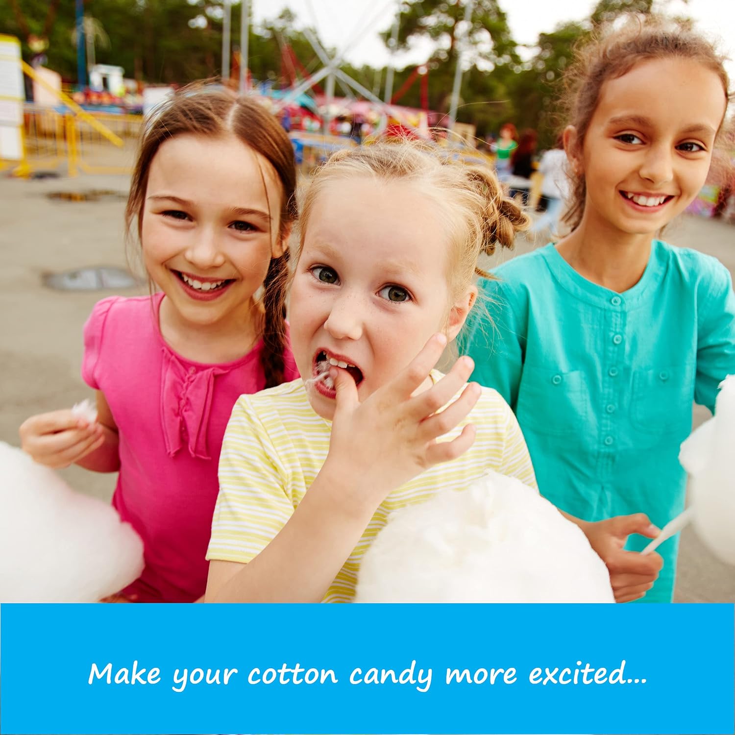 Tafura Cotton Candy Bags with Ties, 100 Pack, Clear Printed Bags