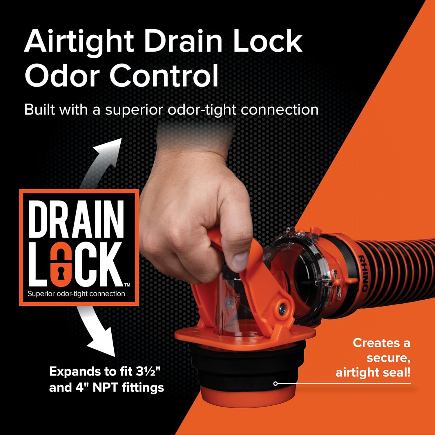 Camco Rhino RV Sewer Adapter PRO - Sewer Hose Elbow w/Drain Lock Adapter