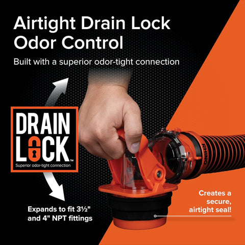 Camco Rhino RV Sewer Adapter PRO - Sewer Hose Elbow w/Drain Lock Adapter