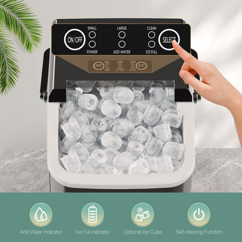 SMUG Countertop Ice Maker, 9 Cubes in 6 Mins, 26lbs in 24Hrs, 2 Sizes of Bullet Ice, Auto-Cleaning, Portable Ice Machine with Handle, Basket and Scoop for Home Kitchen, Party and Camping (Black)