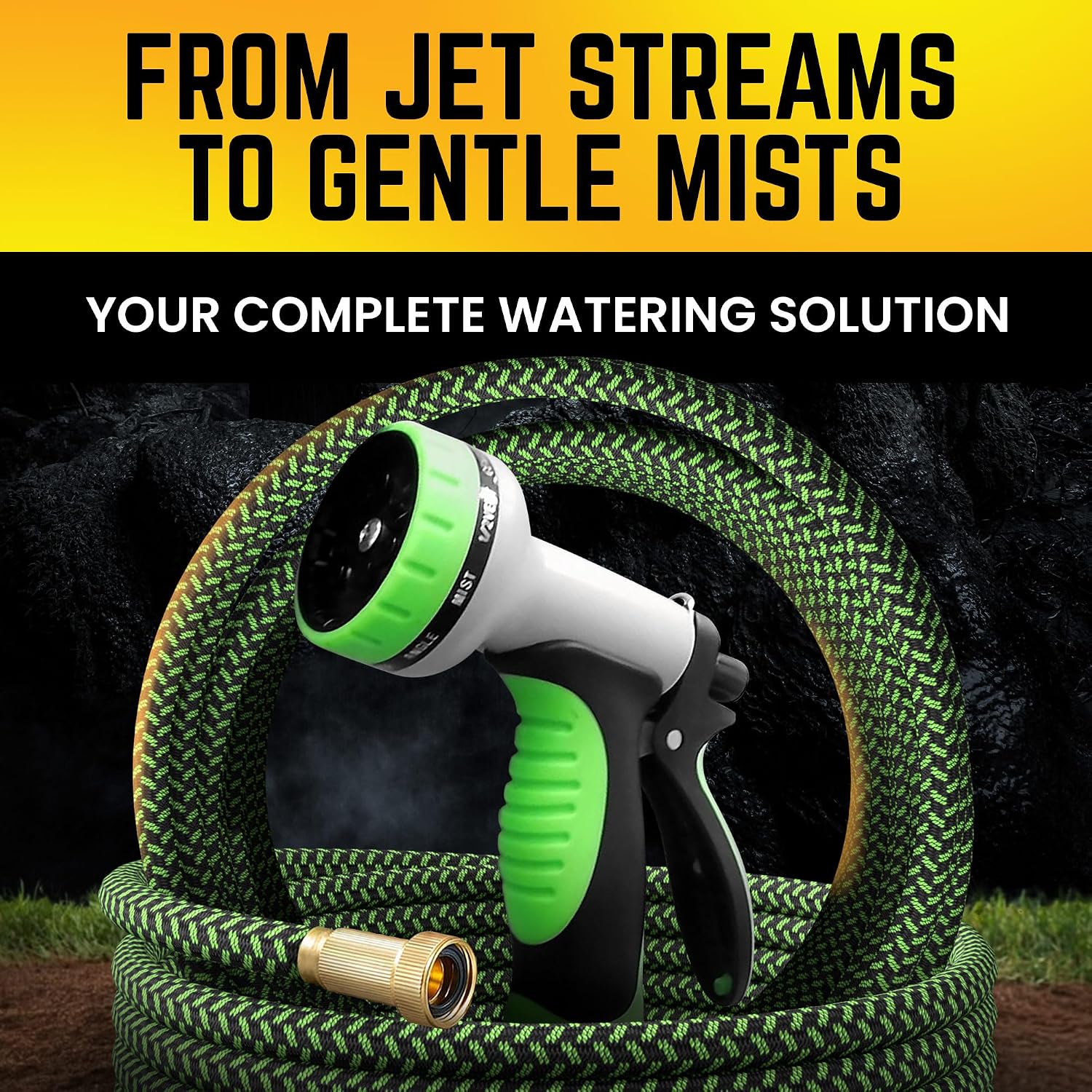 PowerFlow Metal Garden Hose, 75 Ft Non-Expandable Water Hose, Green