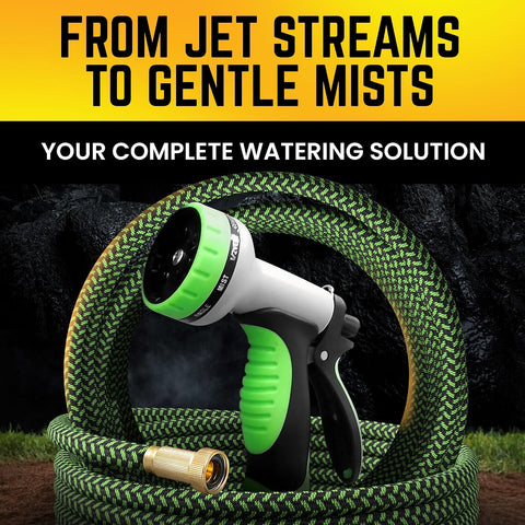 PowerFlow Metal Garden Hose, 75 Ft Non-Expandable Water Hose, Green