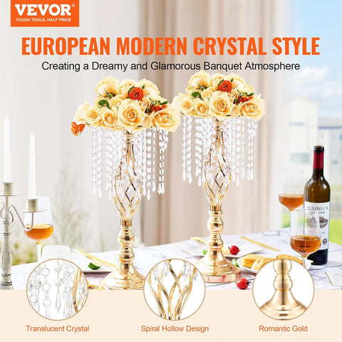 VEVOR 12PCS Metal Wedding Gold Centerpieces for Table 19.3”,Holders for Tables, Wedding Dinner Party and Ceremony Decor
