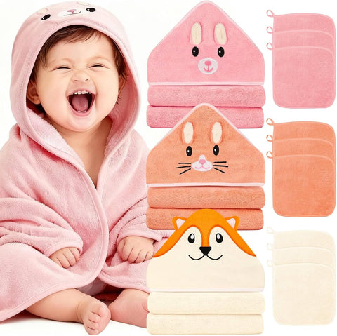 12 PCS Baby Towels Set, Baby Bath Towels for Newborn Baby Bath Essentials