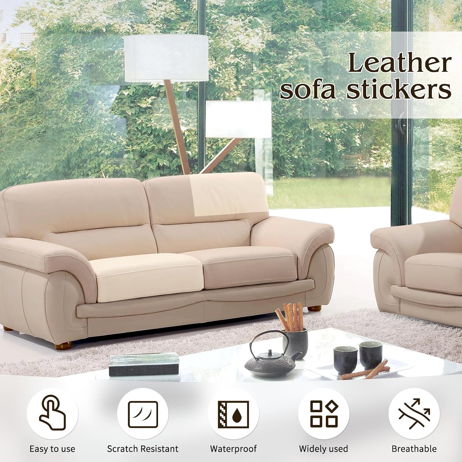 BSZHTECH Self Adhesive Leather Repair Patch Tape for Couch Sofa Beige