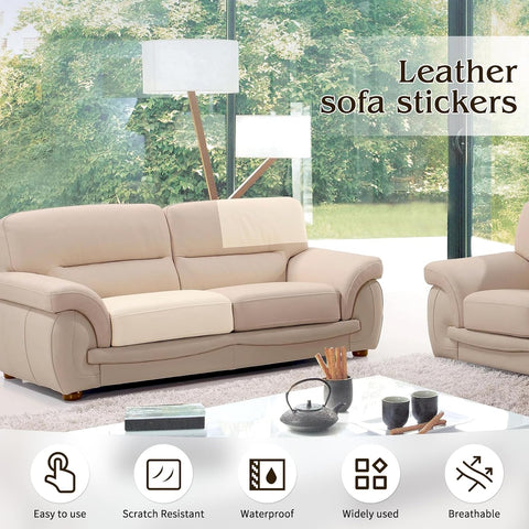 BSZHTECH Self Adhesive Leather Repair Patch Tape for Couch Sofa Beige