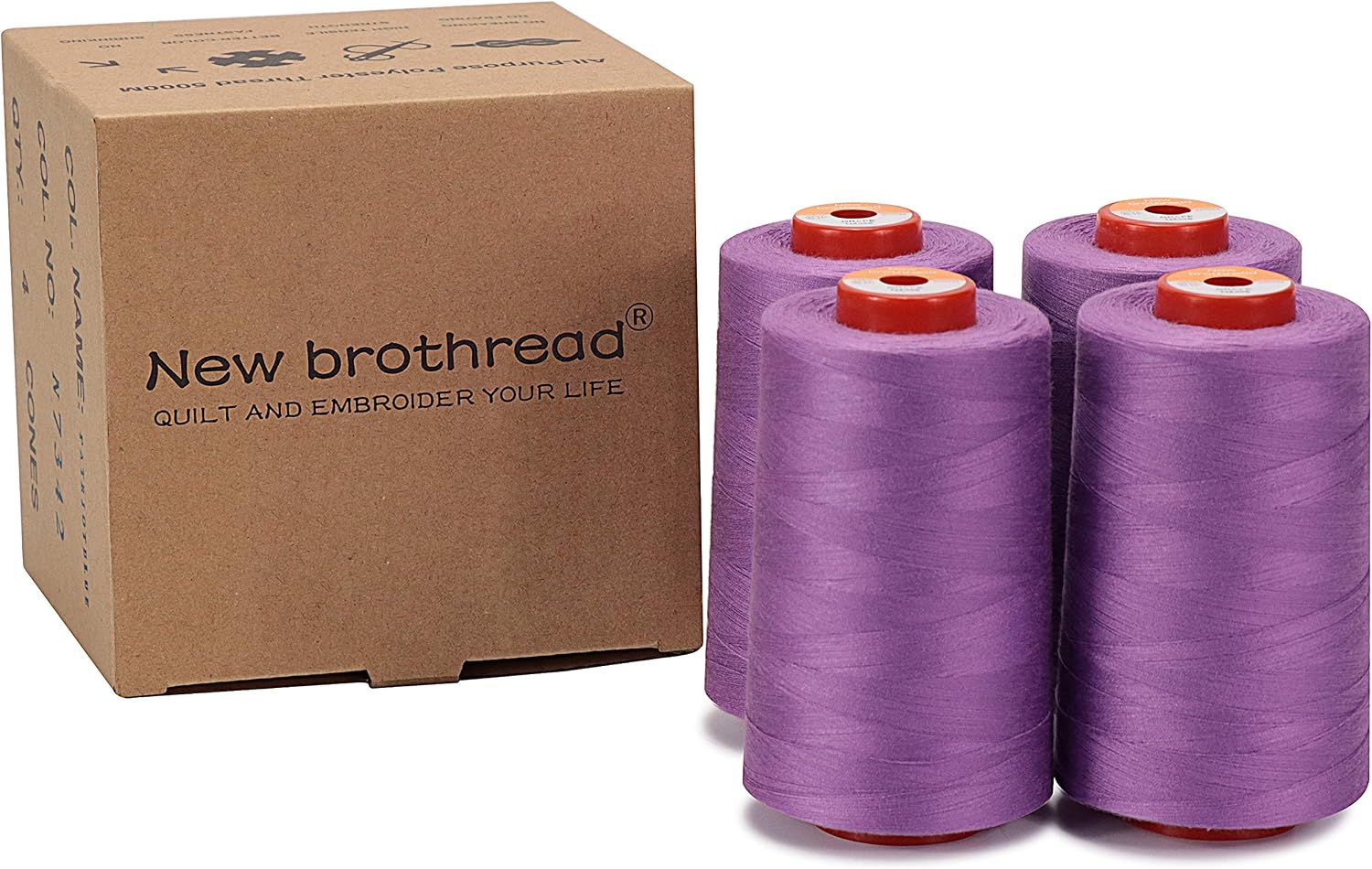 New brothread 4 Large Cones All Purpose Polyester Thread -Grape