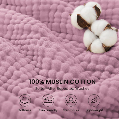 Love's cabin 100% Cotton Muslin Blanket Twin XL Size for Bed, Dusty Pink