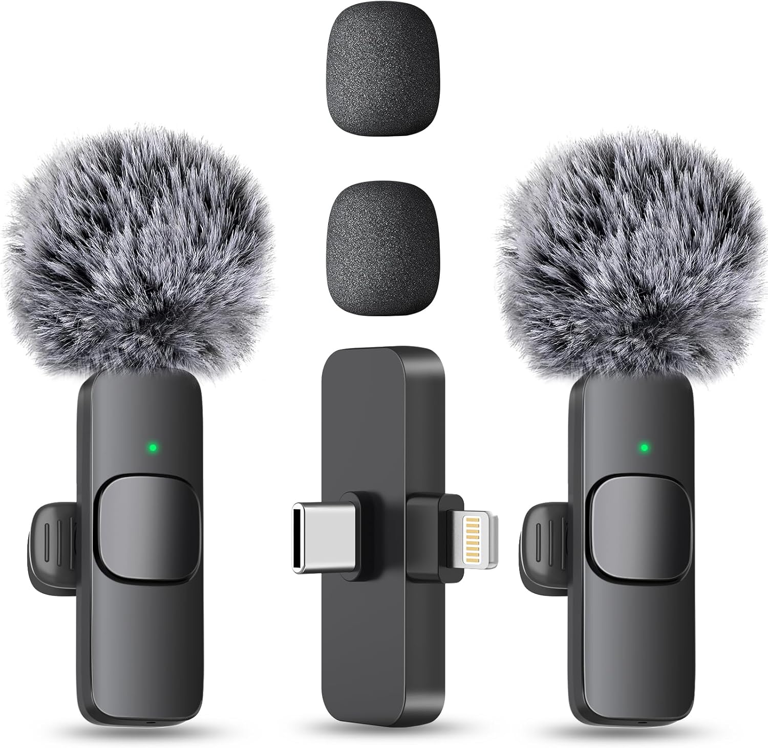 MAYBESTA Wireless Mini Microphone for iPhone, Android Phone - 2 Pack Lavalier Lapel Mic for Audio Video Recording - Clip on Content Creator Microphones for YouTube Tiktok Podcast Vlogging