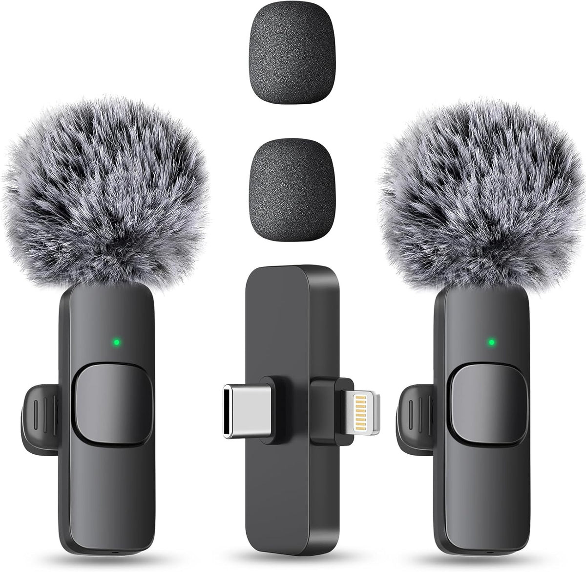 MAYBESTA Wireless Mini Microphone for iPhone, Android Phone - 2 Pack Lavalier Lapel Mic for Audio Video Recording - Clip on Content Creator Microphones for YouTube Tiktok Podcast Vlogging