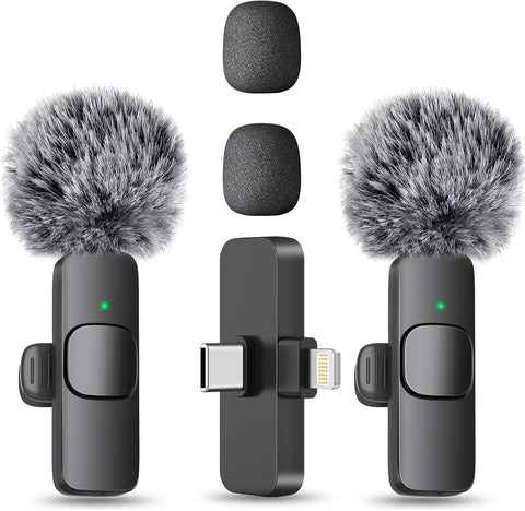 MAYBESTA Wireless Mini Microphone for iPhone, Android Phone - 2 Pack Lavalier Lapel Mic for Audio Video Recording - Clip on Content Creator Microphones for YouTube Tiktok Podcast Vlogging