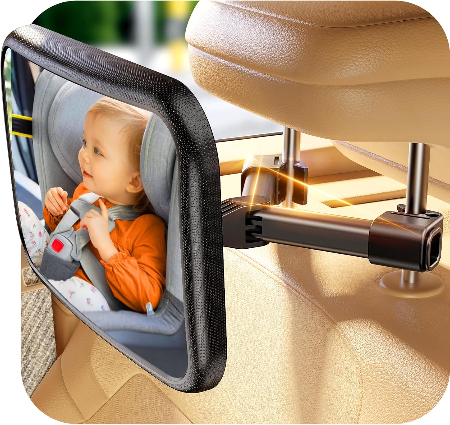 TAZENI Baby Car Mirror for Rear Facing Car Seat, Patented Stable Hook Clip