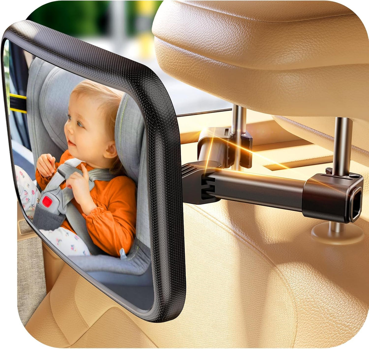 TAZENI Baby Car Mirror for Rear Facing Car Seat, Patented Stable Hook Clip