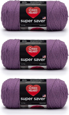 Red Heart Super Saver Yarn for Crocheting & Knitting, Medium Purple, 3-Pack