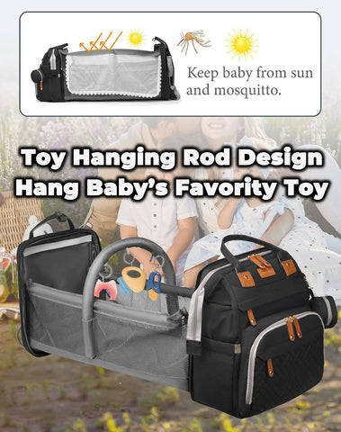 Astro alan Baby Diaper Bag with Changing Station, Waterproof Diaper Bag Backpack for Moms Dads with USB Charging Port, Baby Shower Gifts, Baby essentials, Black