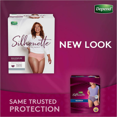 Depend Silhouette Incontinence Underwear for Women with Maximum Absorbency, Large/X-Large, 12 ct