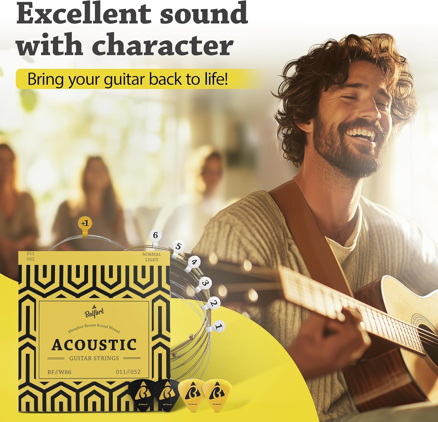 BELFORT Acoustic Guitar Strings – Phosphor Bronze 6-String Set