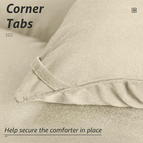 HYLEORY All Season Twin Size Bed Comforter - Cooling Down Alternative Quilted Duvet Insert with Corner Tabs - Winter Warm - Machine Washable - Beige