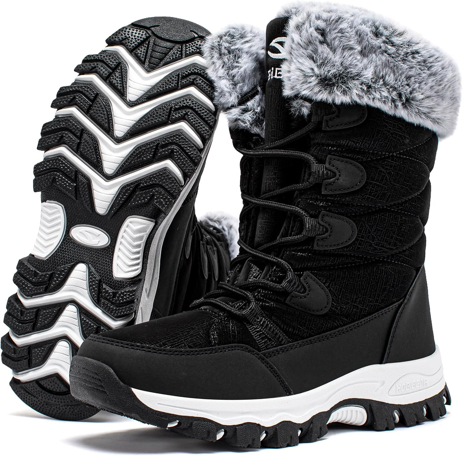 HOBIBEAR Women's Waterproof Winter Snow Boots Lightweight Warm Faux Fur Lined Mid-Calf Booties