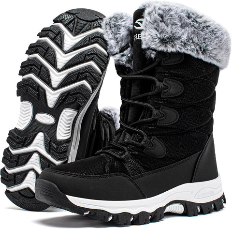 HOBIBEAR Women's Waterproof Winter Snow Boots Lightweight Warm Faux Fur Lined Mid-Calf Booties