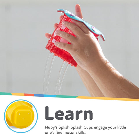 Nuby 5 Count Splish Splash Stacking Cups Baby Bath Toy