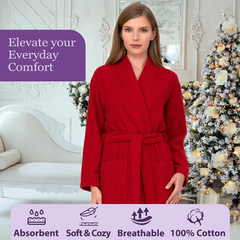 TowelSelections Womens Robe Cotton Kimono Bathrobe for Women Knee Length Terry Cloth Towel Robes for Women XS to 4X