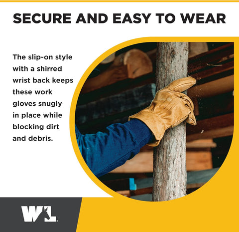 Wells Lamont Men's Work Gloves, Cowhide Leather, Reinforced Palm, Large