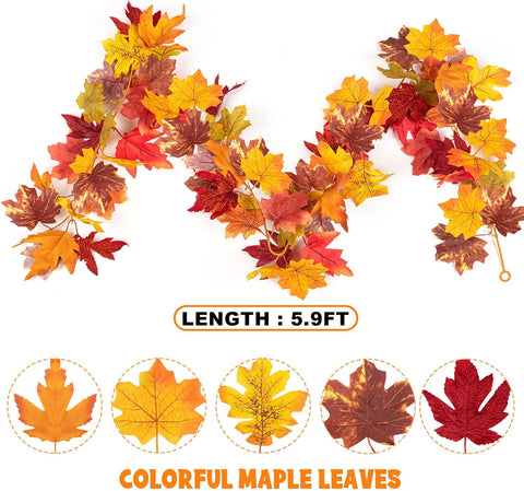 Fall Maple Leaf Garland, Yellow, 2PCS, 11.8FT