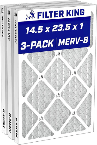 Filter King 14.5x23.5x1 Air Filter MERV 8, AC Furnace Filters (3-Pack)