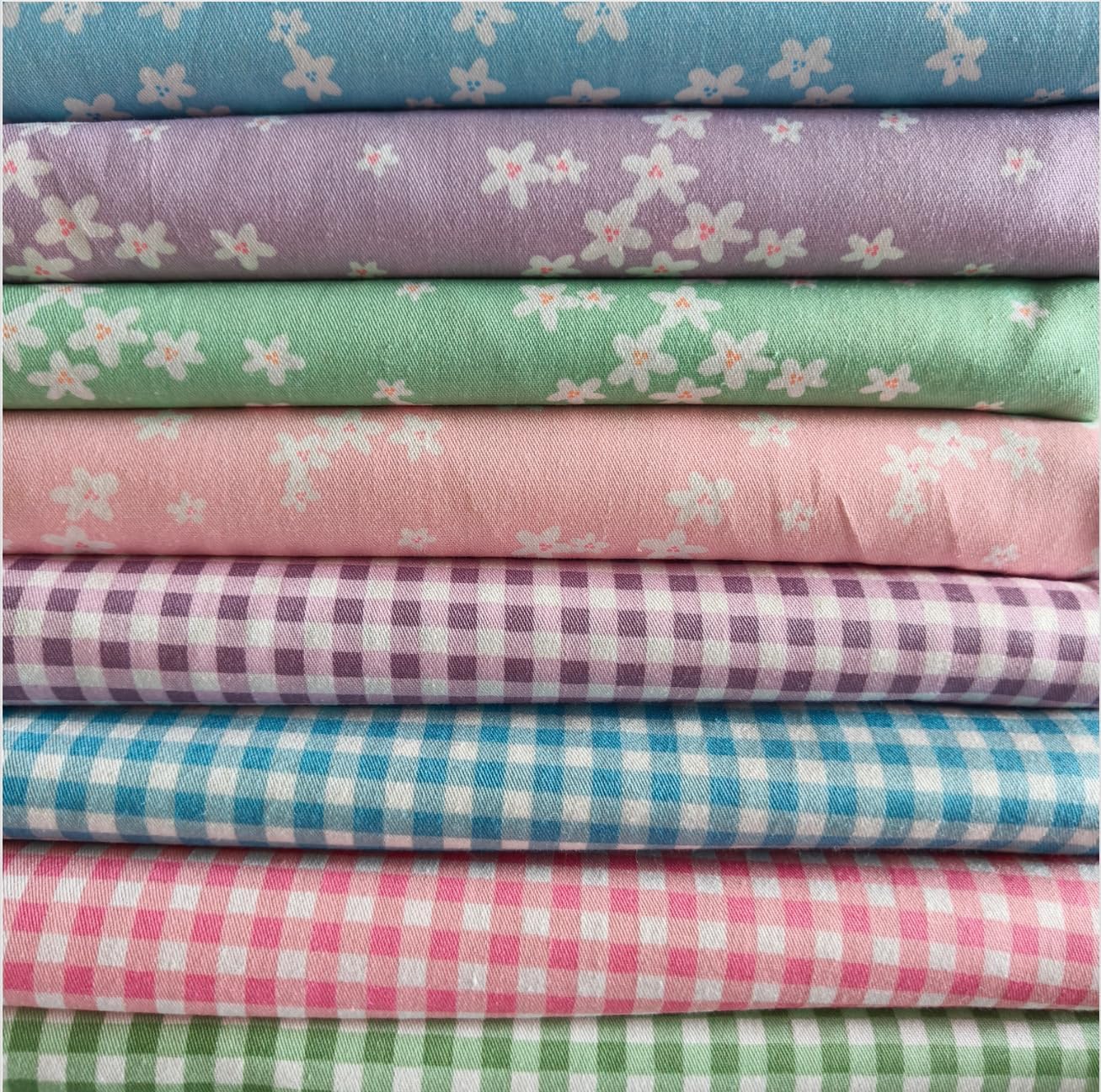 Cotton Fabric DIY Making Supplies Quilting Patchwork Fabric Fat Quarter Bundles DIY for Quilting Cotton Patchwork Cushions (8pcs Small Flowers Square, 9.8" x 9.8")